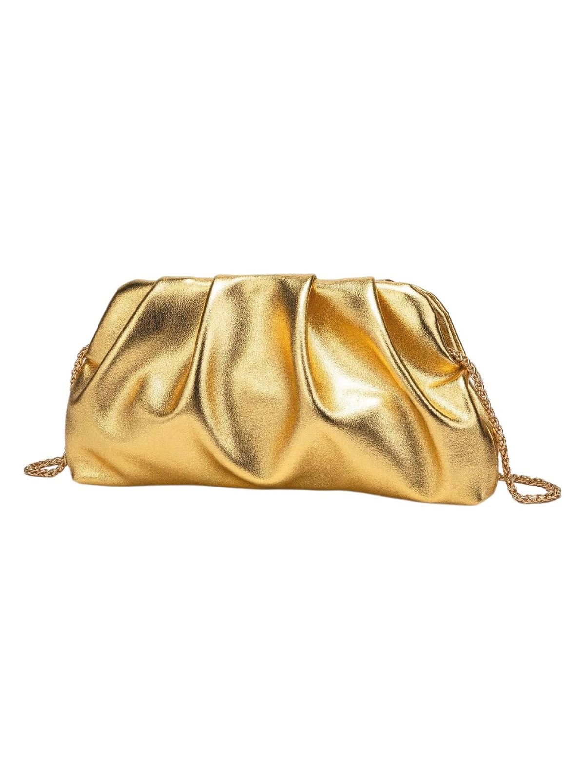 Gold leather clutch