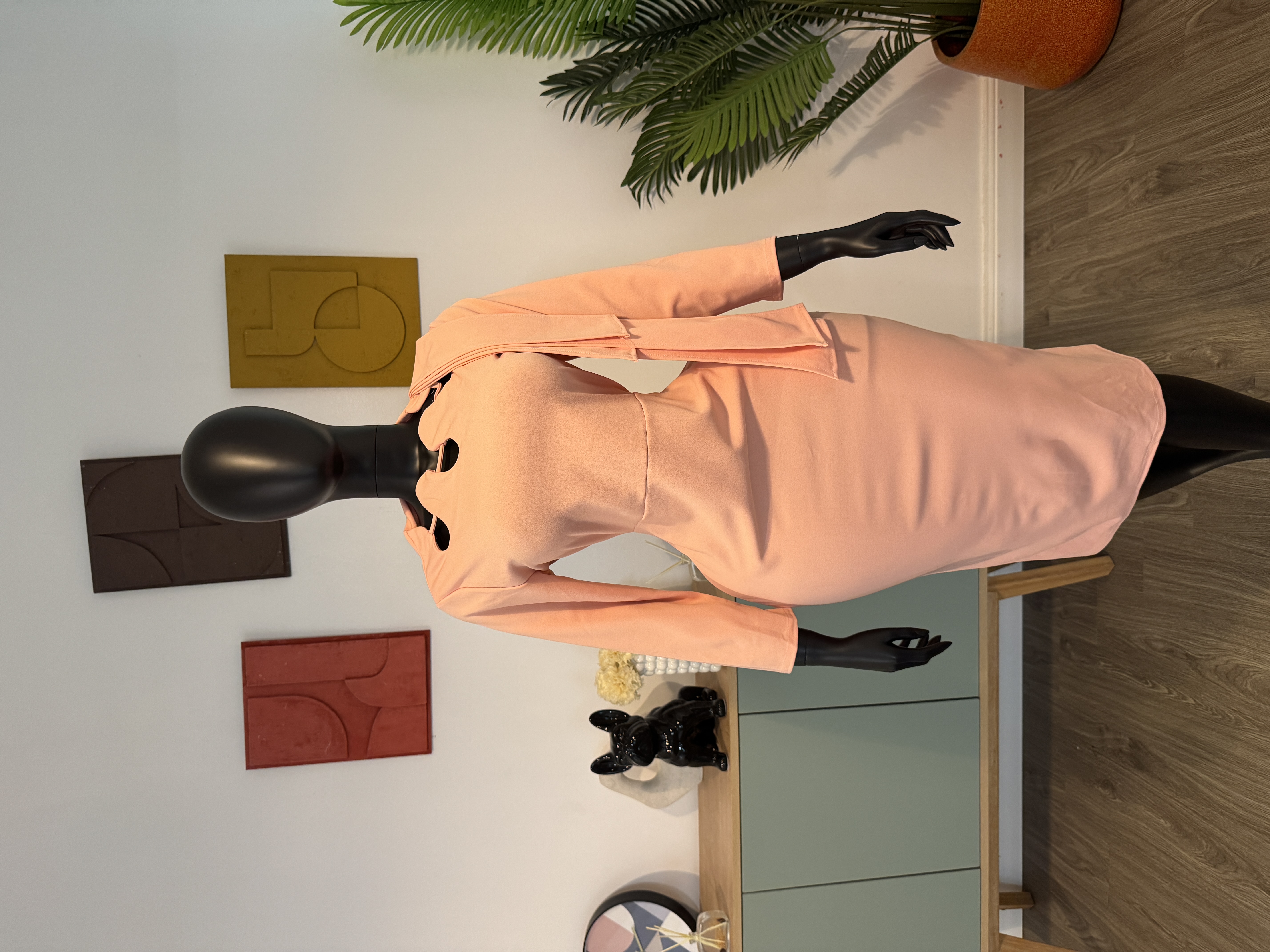 Peach Cutout Midi Dress