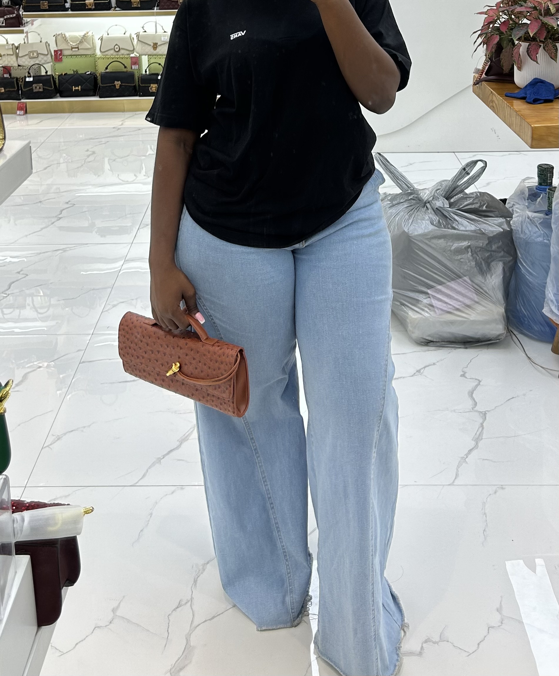 Ostrich Top-Handle Bag
